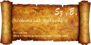 Szoboszlai Belizár névjegykártya